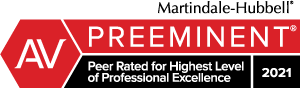 Rated as an AV Preeminent by Martindale-Hubbell Badge acknowledging AV Preeminent Peer rated for highest Professional Excellence by Martindale Hubbard